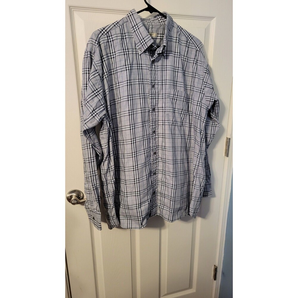 Vintage Burberry London Grey Nova Check Plaid Button Down Shirt Mens XL USA